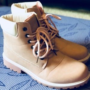 Pink Lace Up Boots